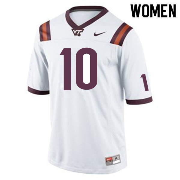 Women #10 Frank Loria Virginia Tech Hokies College Football Jerseys Sale-Maroon
